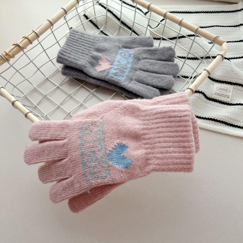 New autumn and winter warm imitation cashmere five-finger cold-proof sports women's cute warm cartoon gloves