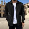 Men S Waffle Solid Color Lapel Zip Up Jacket