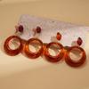 Wind Resin Hollow Geometric Round Silver Needle Earrings Maillard Autumn and Winter Earrings