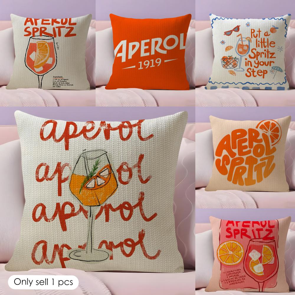 Fashion Art Aperol Cushion Cover Natural Linen Pillow Case DoubleSided Print Decorative Sofa Pillowcase Home Decor Gift