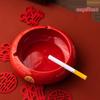 Engravable Ceramic Wedding Ashtray - Creative Red Design for Home or Living Room