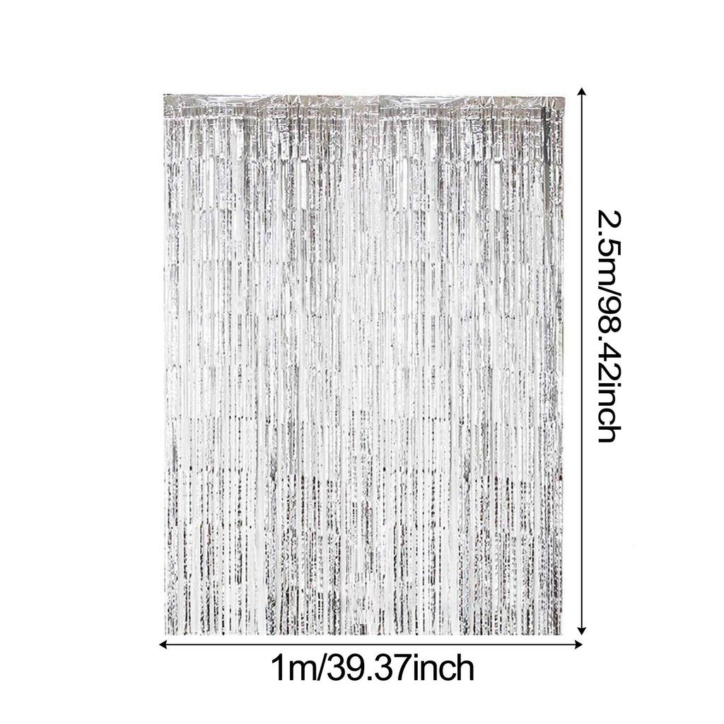 Foil Curtain Backdrop Silver Metallic Tinsel Foil Fringe Curtains For Birthday Wedding Holiday Celebration Party Decorations