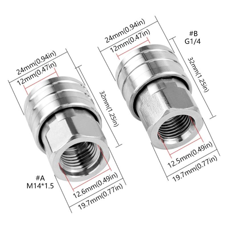 Pressure Washer Adapter Stainless Steel 1/4 High Pressure Washer Quick Connector Pipe Hose Adapter