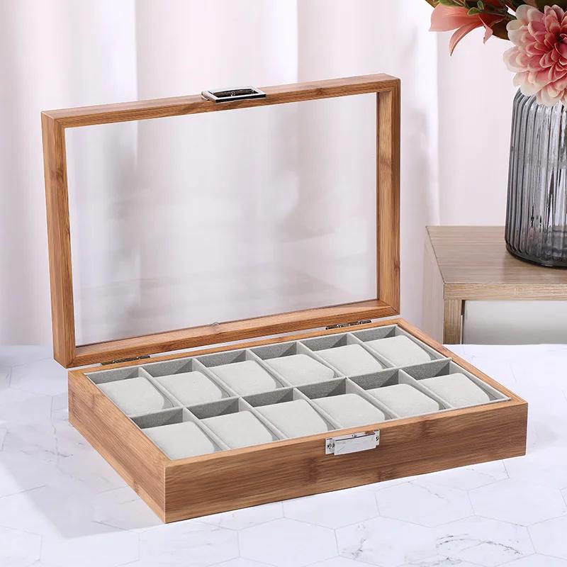 Wood Watch Box Storage Case Transparent Skylight Watch Boxes Organizer for Men Mechanical Wrist Watches Display Collection Gift