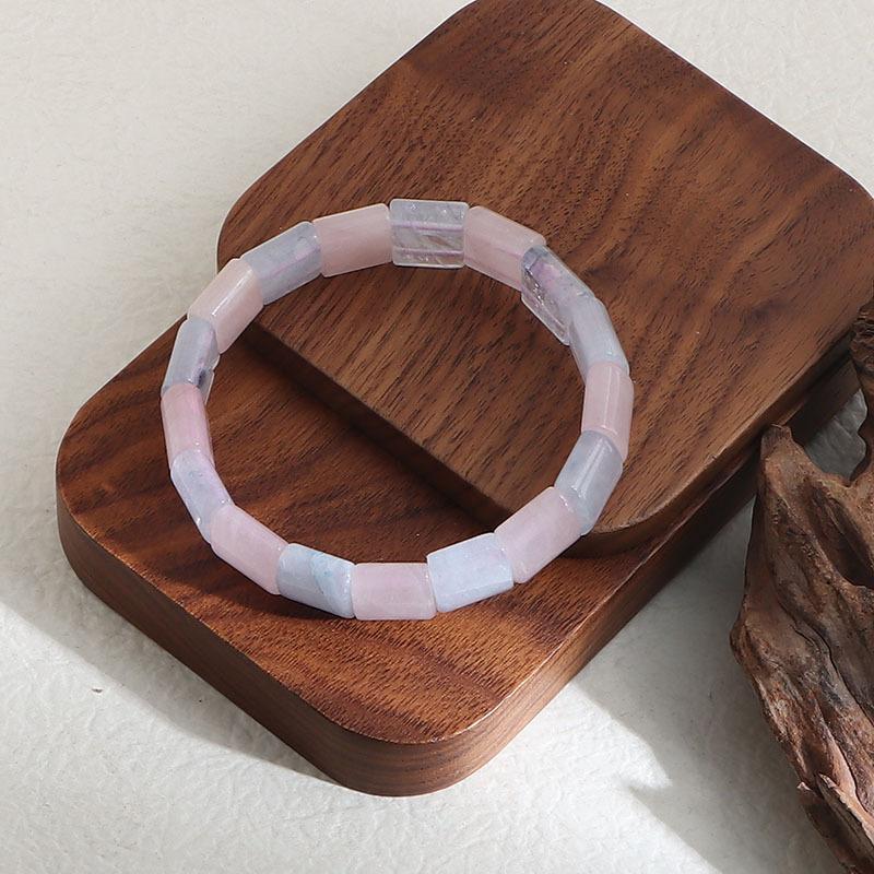 Natural Blue Pink Chalcedony Hand Row Bracelet Rhombus Section Hand Row Square Agate Crystal Hand Row Bracelet.
