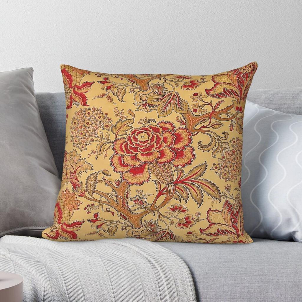 Antique French Floral Square Pillowcase Polyester Linen Velvet Creative Zip Decorative Throw Pillow Case Car Cushion Cover x