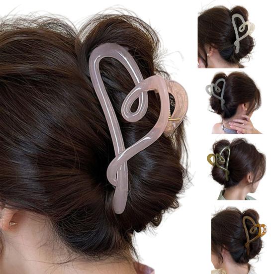 Women Hair Claw Transparent Matte Texture Heart Shape Hair Clip Back Head Shower Hair Claw Hair Accessories