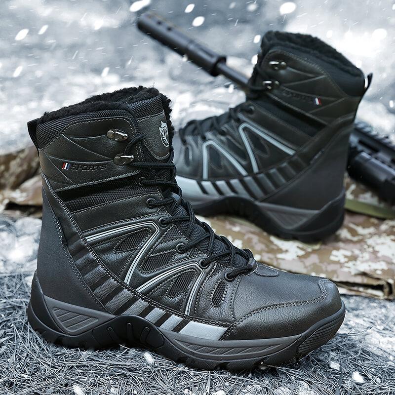 New outdoor high-top hiking shoes fleece wear-resistant cotton shoes light hiking shoes large size snow boots