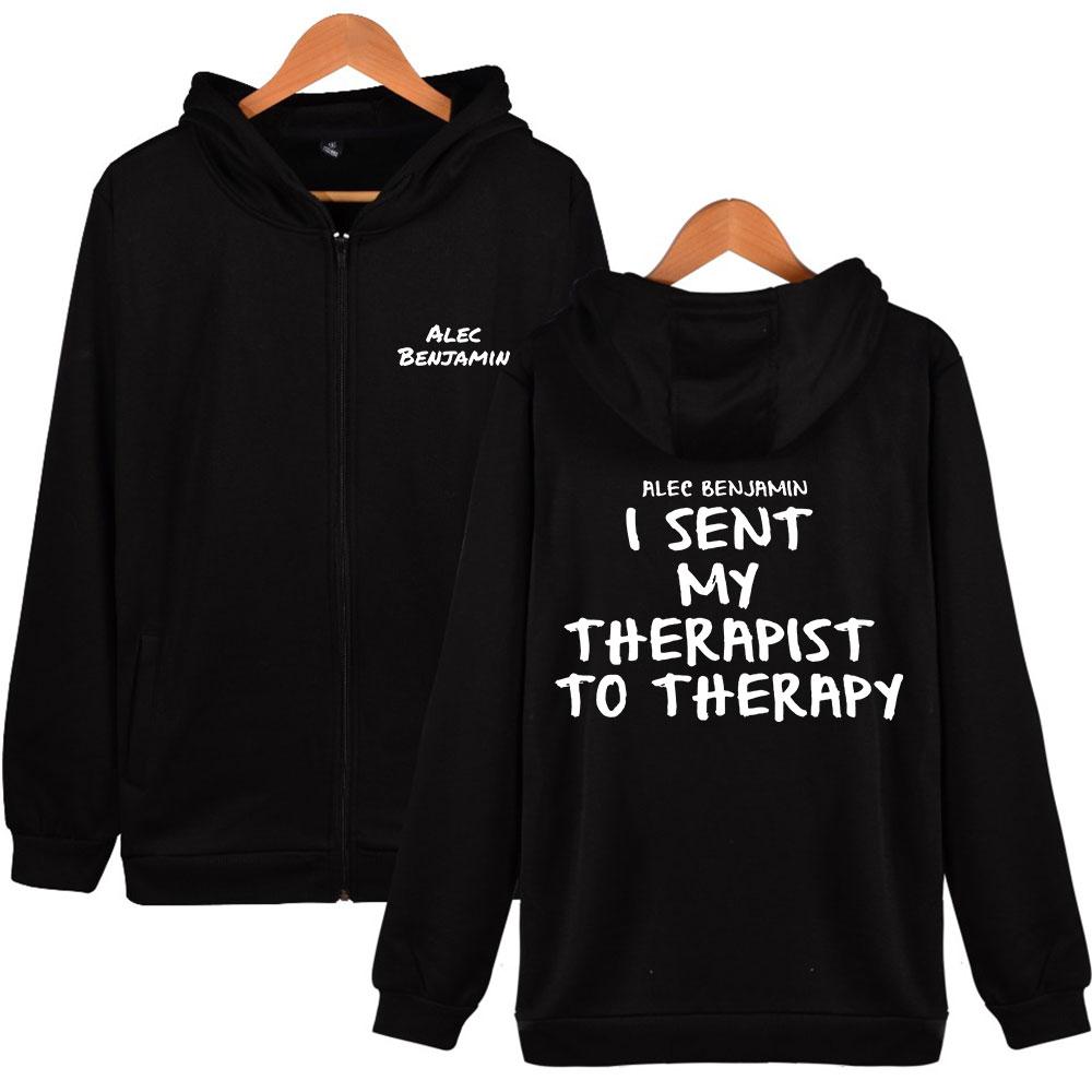 

Fashion Hooded Top Women Men s Alec Benjamin Print Zipper Jacket Hip-hop Street Sports Couple Casual Loose Hoodie XS чорний
