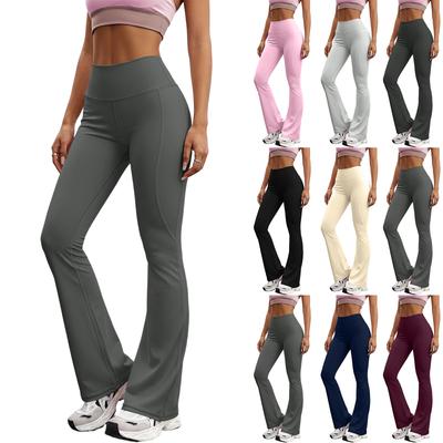 Pantalons de Yoga Sexy à la Mode pour Femmes Taille Haute Croisé Jambes Larges Couleur Pantalons de Yoga d'Exercice