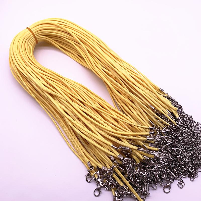New 5pcs 2mm Leather Cord Wax Rope Chain Necklace Extender Chain Lobster Clasp DIY Jewelry Accessories