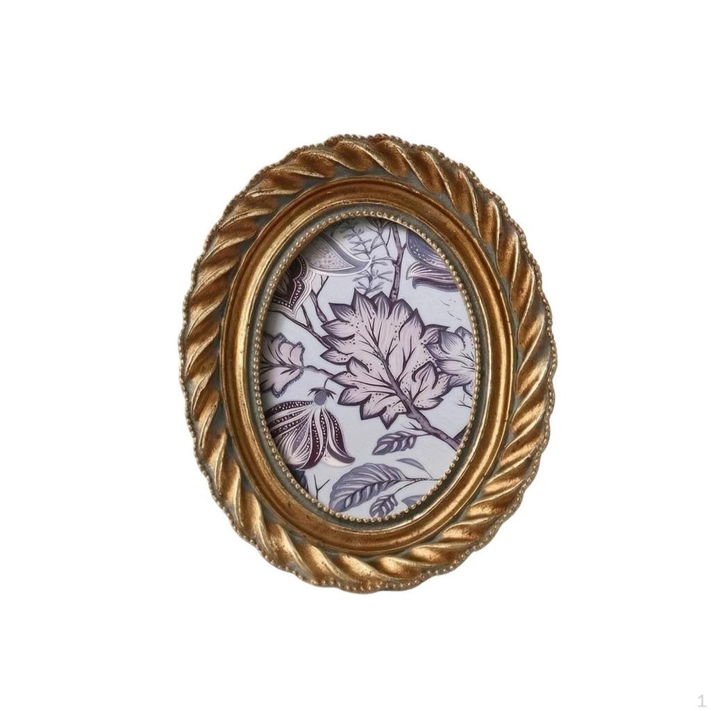 Oval Picture Frame Vintage Photo Ornate for Vanity, Shelf, Bedside Table