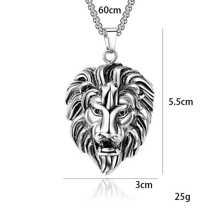 Retro Style Personality Lion Head Pendant Necklace Men And Women Rock Punk Stainless Steel Chain