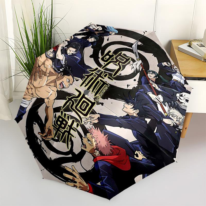 1pc Jujutsu Kaisen Outdoor Umbrella - Automatic Opening/Closing, Portable 3-Fold Design with 8-Rib Iron Frame - Perfect Gift for Fans, Travelers, Dail