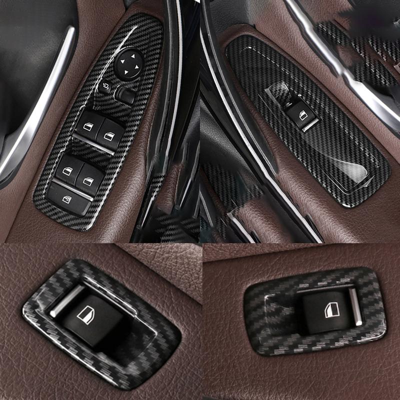 Interior Door Carbon Fiber Window Regulator Switch Panel Trim Cover Replacement For BMW 1 3 4 Series F20 F30 F31 F34 F35 F36