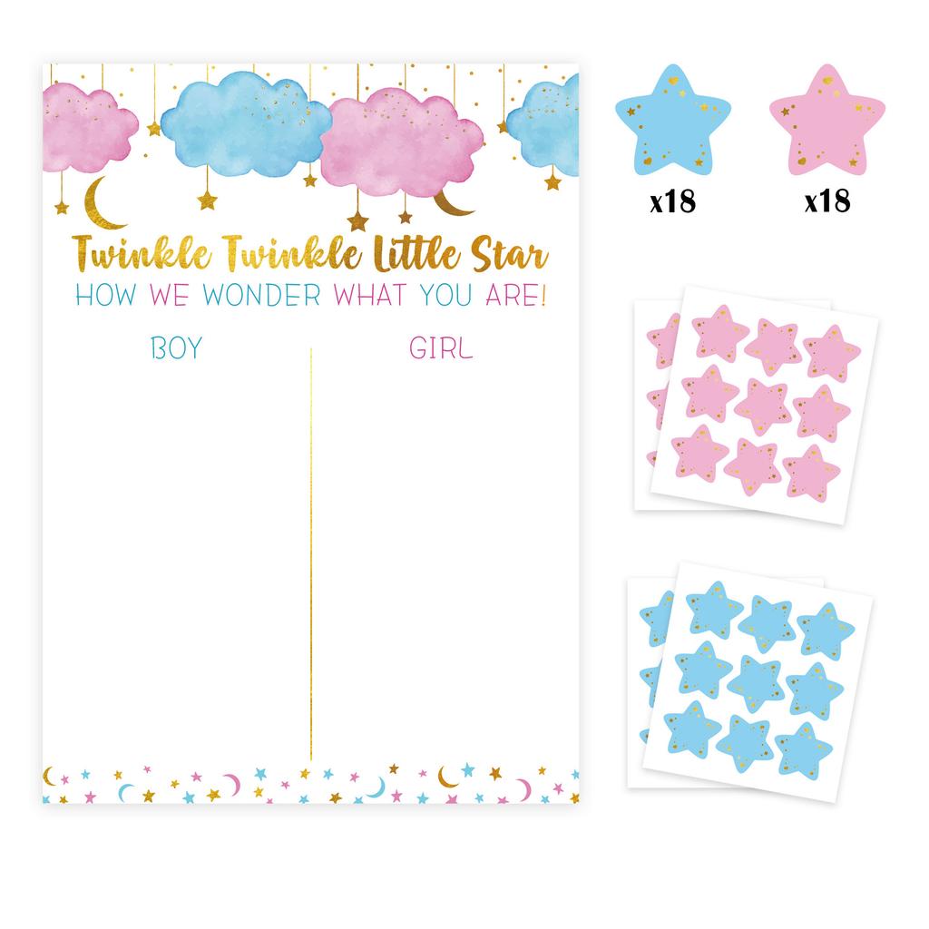 Baby Reveal Party Game Card Set - Gender Prediction & Baby Shower Activity Games for Birthday Party Including 'Baby Bingo'
