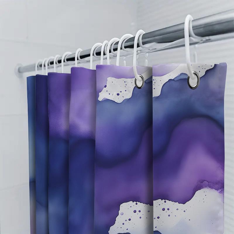 Purple Watercolor Print Shower Curtain Modern Bathroom Decor With Draped Waves Design 72 X 84 Inches / 180Cm By Wandadesigns