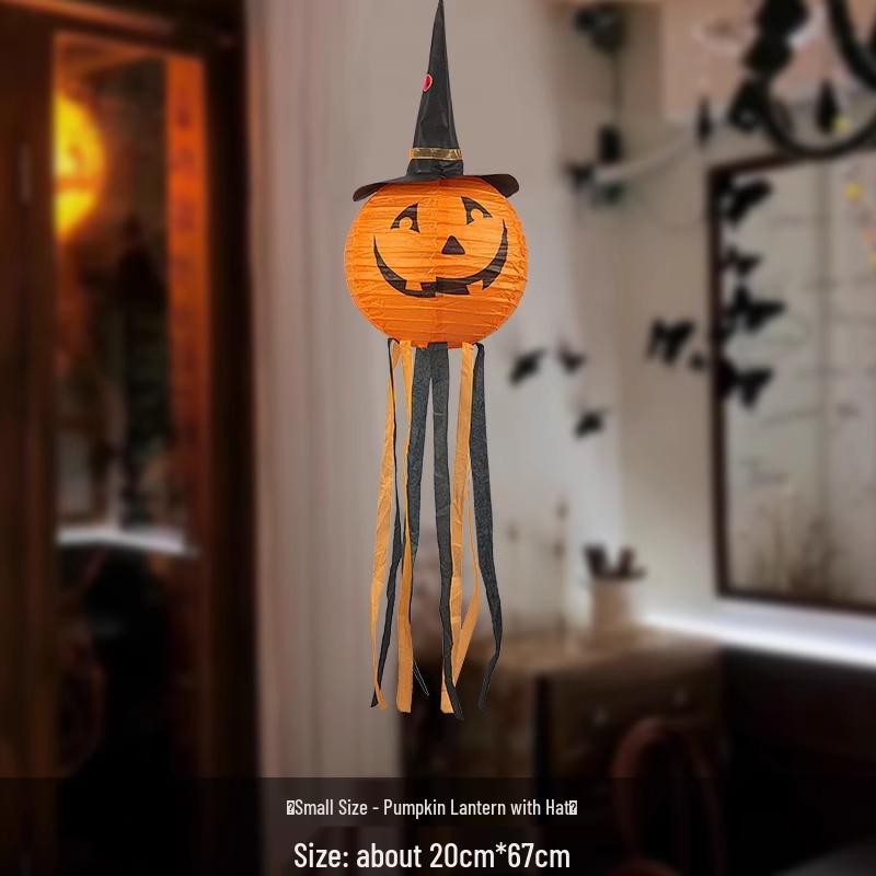 Outdoor Luminous Halloween Pumpkin Paper Lantern Decorations for Kindergartens and Hotels