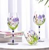 Creative Hand Painted Red Wine Glass Flower Pattern Wine Cup Cocktail Champagne Flutes Crystal Goblet Home Bar Wedding Drinkware