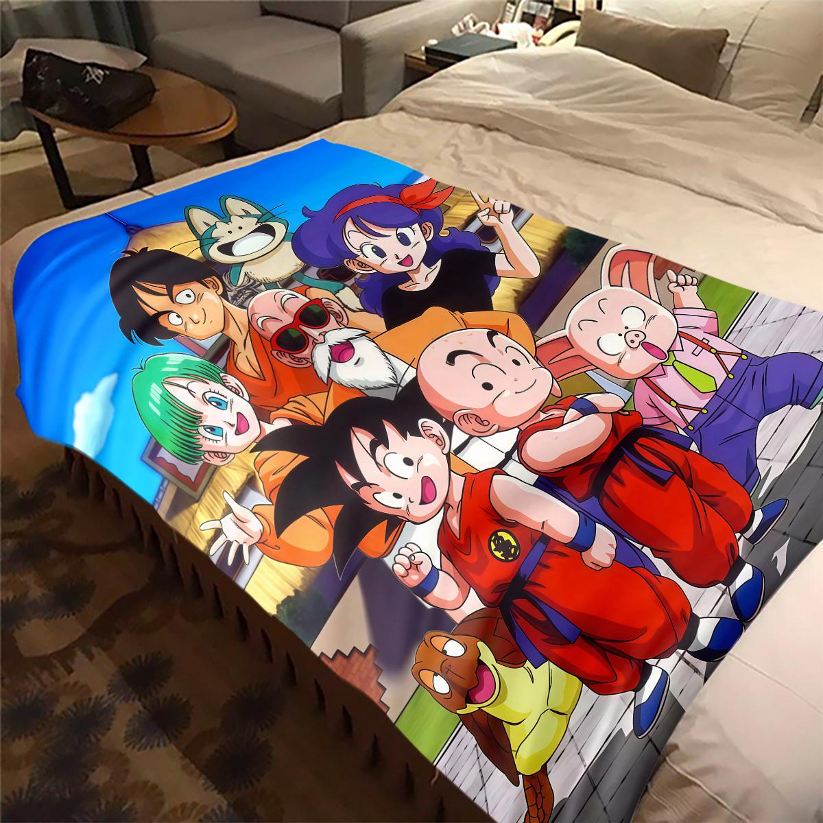 

1 шт. Плед із фланелі з принтом Son Goku, Високоякісний, Для всіх сезонів, Декор для дому, Тепло та затишок, Ідеальний для різдвяних подарунків 80cm x 120cm