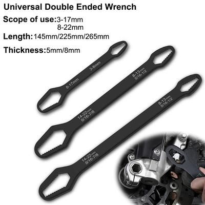 1Pc Double End Multifunctional Universal Wrench, Universal Wrench, 3-17Mm Self-Tightening Lazy Wrench Repair Tools, Chrome Vanadium Steel, Multi-