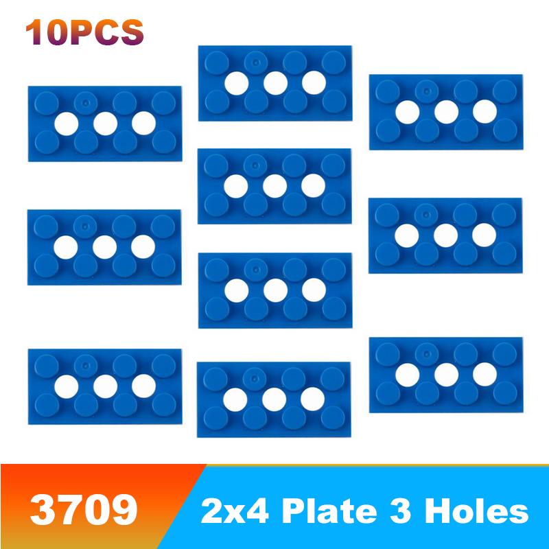3709 2x4 Plate 3 Holes Reinforced DIY Building Blocks Accessories Hole Bricks Suitable For All Brands Small Particles Toy