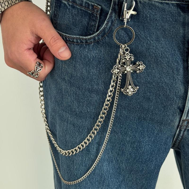 

Punk Style Cross Waist Chains for Women Unisex Personality Metal Trousers Chain Gifts Accessories