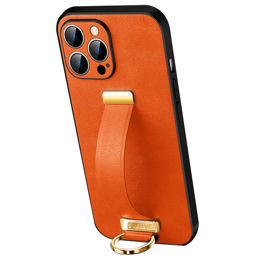 SULADA Moteserie for iPhone 16 Pro Max Deksel Armbånd Støtte Lær Bakside Telefondeksel