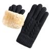 Women Winter Knitted Gloves Thick Fleece Lined Warm Gloves Solid Color Touch Screen Gloves for Driving Golfing Fishing Hiking