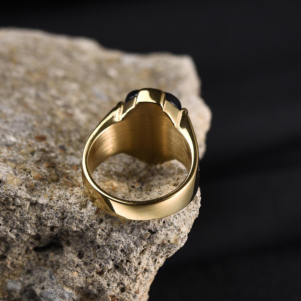 R3351g Anello da Uomo di Alta Qualità Vintage in Acciaio Inossidabile Stili con Pietre Preziose Gioielli