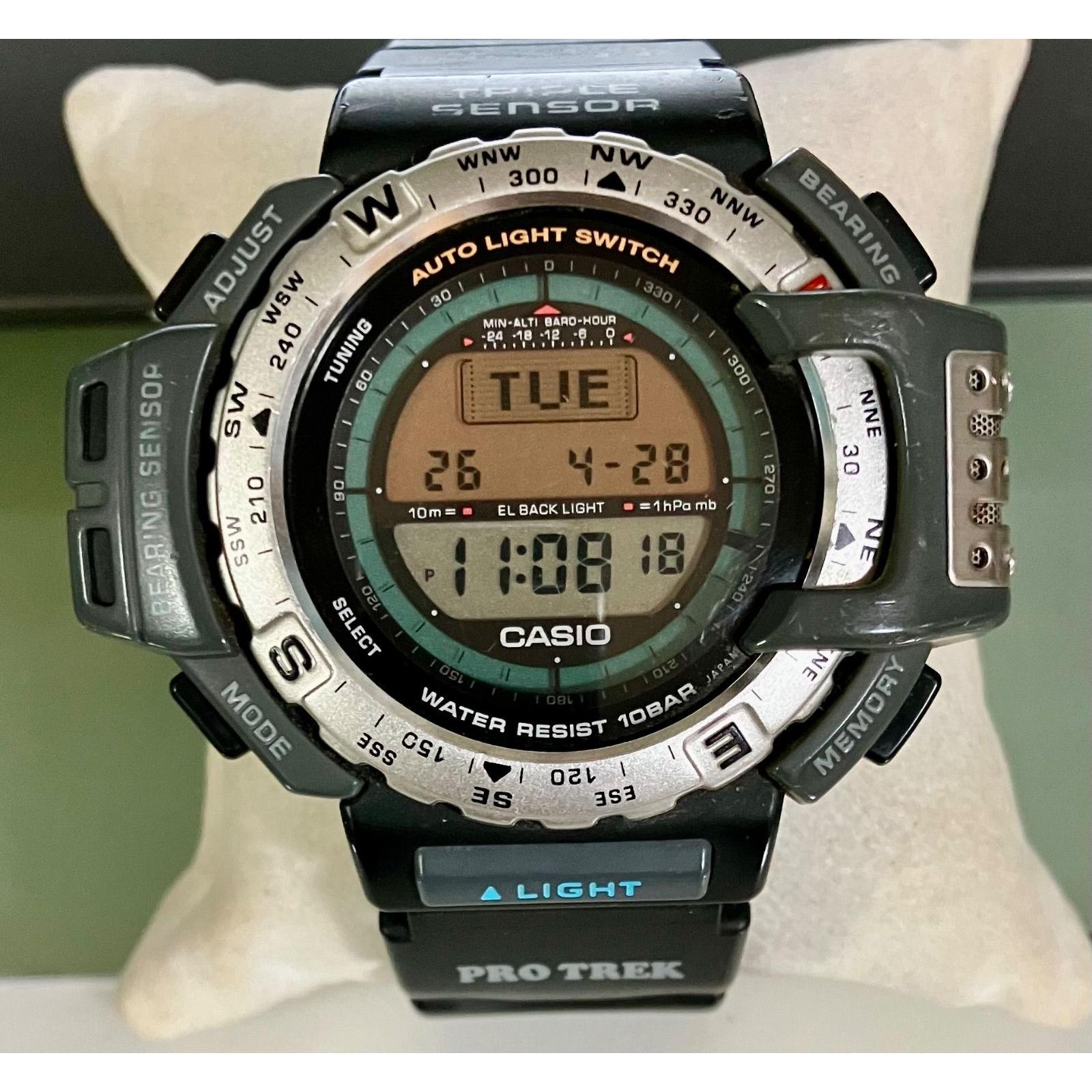 Used Working itemCASIO Casio/PRO TREK Pro TrekPRT-40QZTriple sensorDigitalRotating bezelMen s watch