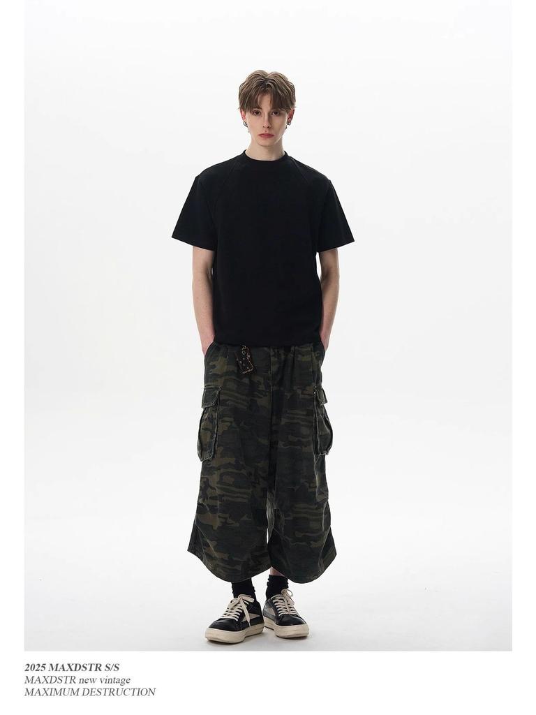 Men's 2025 Summer Patchwork Short-Sleeve T-Shirt - Loose, Trendy, American Cleanfit Design