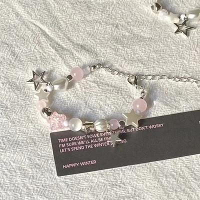Pulseira Requintada de Luxo Leve com Contas de Estrela de Cinco Pontas para Mulheres Homens Doce Cool Ajustável Pulseira de Casal Presentes