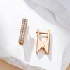 Unique Design Square Big Dangle Earrings For Women Micro-Wax Inlay Natural Zircon  Rose Gold Color Daily Fine Jewelry