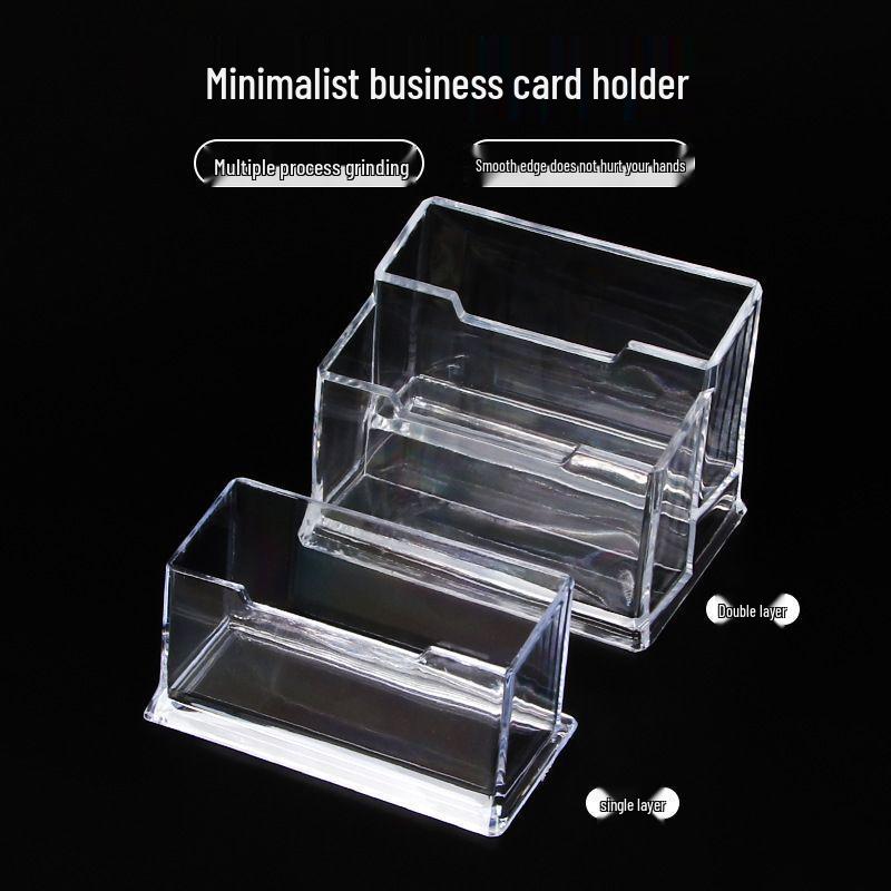 Transparent Acrylic Business Card Holder - Single Compartment Display Box for Office Cards