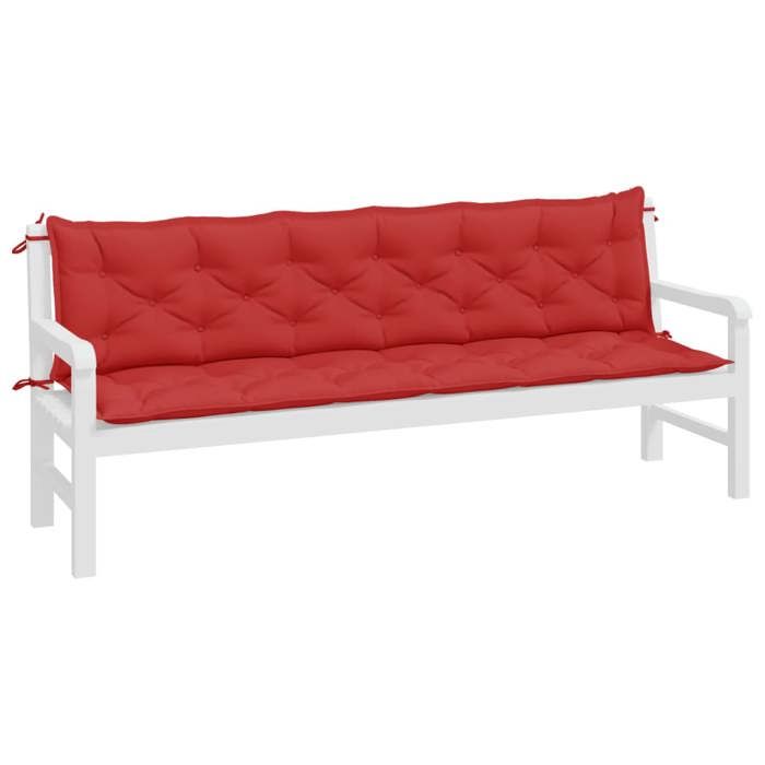 VidaXL Set of 2 Garden Bench Cushions, Bench Cover with Tie Strings, Waterproof Outdoor Cushion, Red 361741