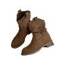 Pile Boots Women's 2025 Spring and Autumn New Maillard Western Cowboy Boots Single Boots Medium Boots Martin Boots