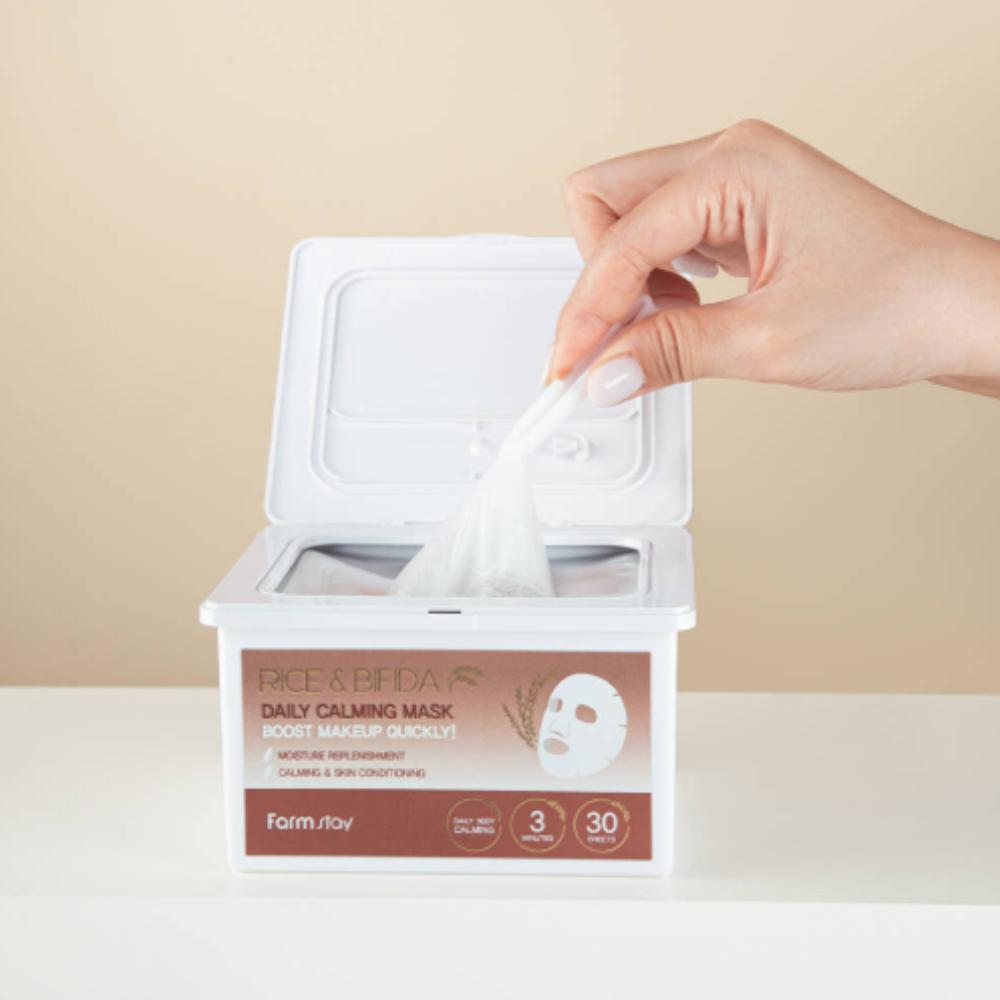 

Farmstay Rice & Bifida Daily Calming Mask 30 Sheets – Soothing & Hydrating Care