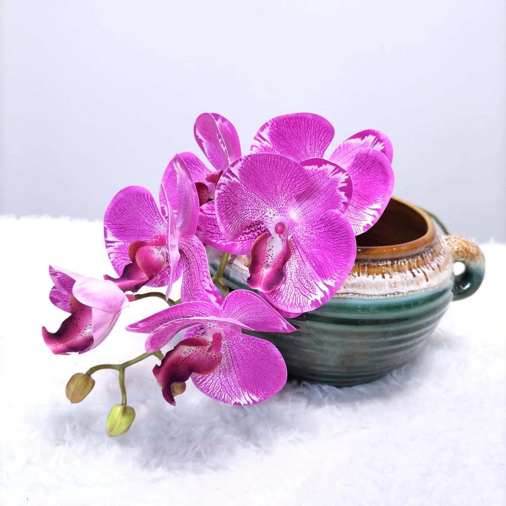 3D Real Touch Schmetterlingsorchidee Blumenarrangement Künstlicher Blumensprühstrauß für Hochzeitsstrauß Heimvase Partydekoration