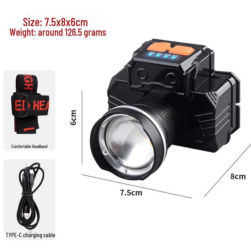 Aluminum Alloy High-Intensity 10W Headlamp with White Laser for Outdoor Fishing (T-27)