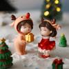2Pcs Desk Decorations Christmas Couple Figurines Boy Girl Miniature Ornaments  Gift