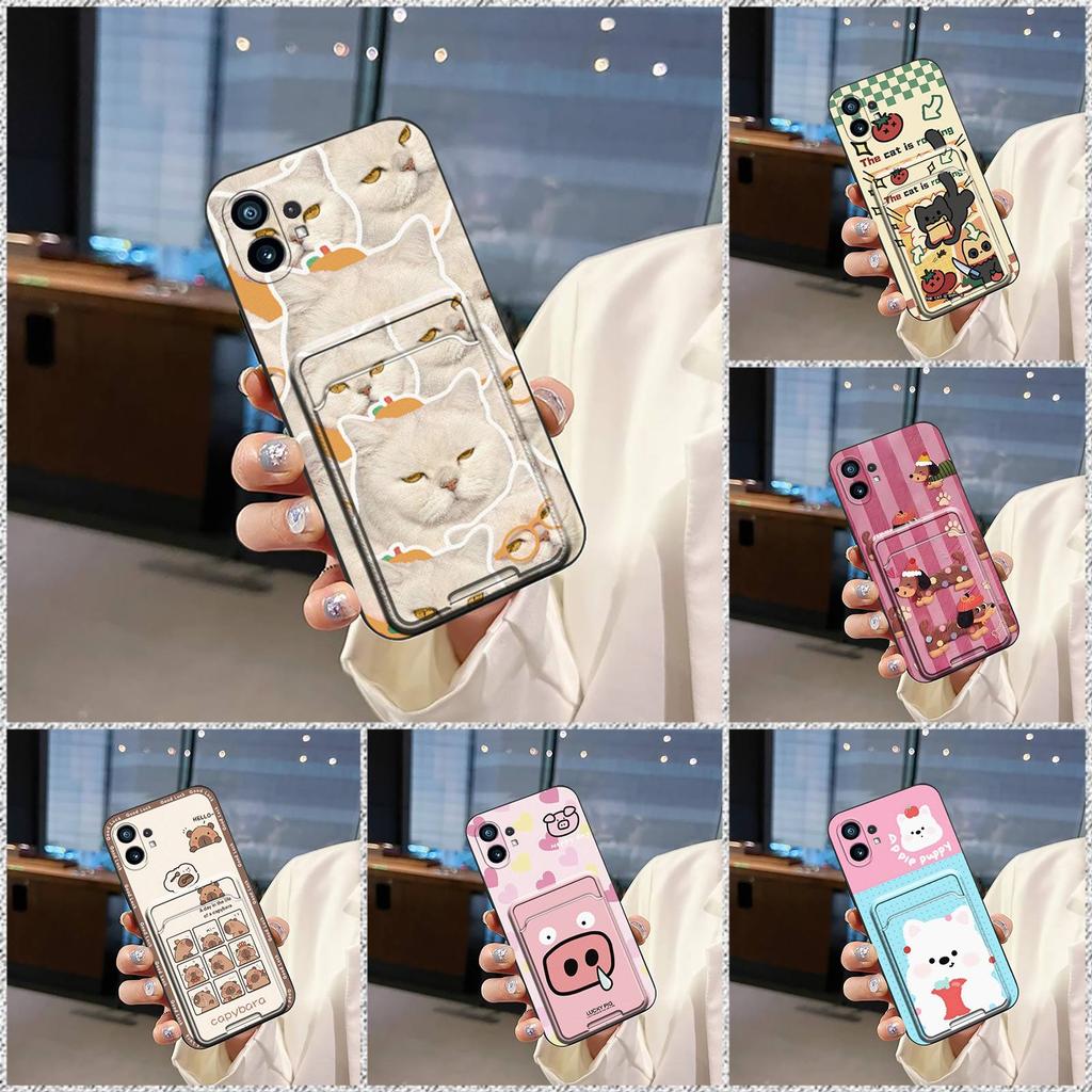 Full wrap Cartoon Phone Case For Nothing Phone1 Anti-knock Graffiti Back Cover Card bag Silicone TPU Cute protective
