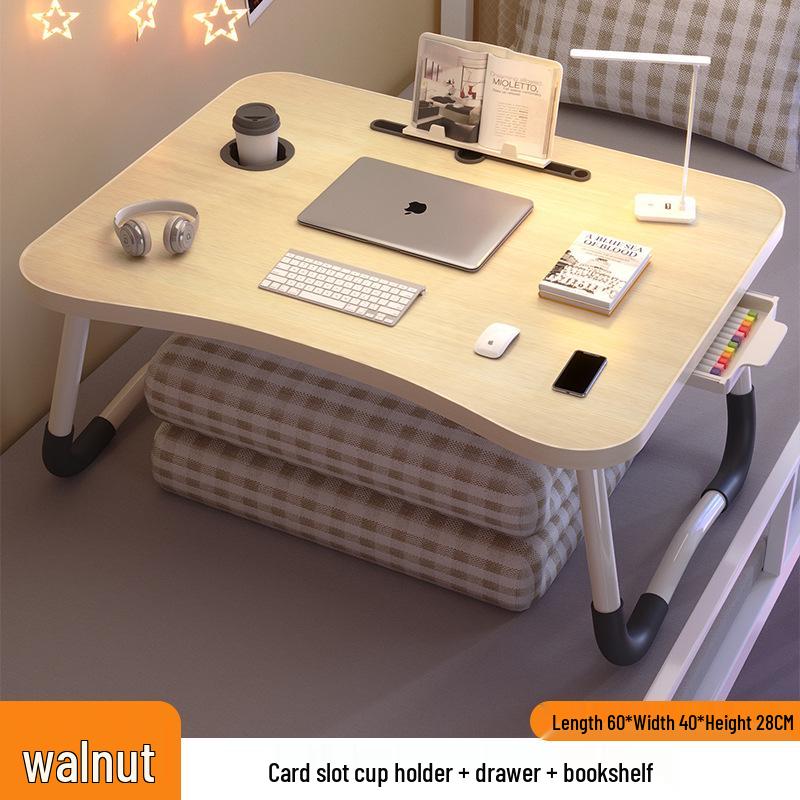 Folding Bedside Desk/Table for Laptop & Study - Bay Window, Bedroom, or Pit Use with Large Brackets