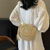 Women Hollow Straw Bag Circle Rattan Bag Round Soft Paper Rope Shoulder MessengerBag Tassel Summer Beach Handmade Crossbody Bags