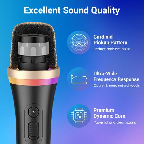 TONOR Dynamic Microphone (6.35mm Plug with 5M XLR Cable), Vocal Microphone, Unidirectional Metal Handheld Wired RGB Microphone, Compatible with Karaok