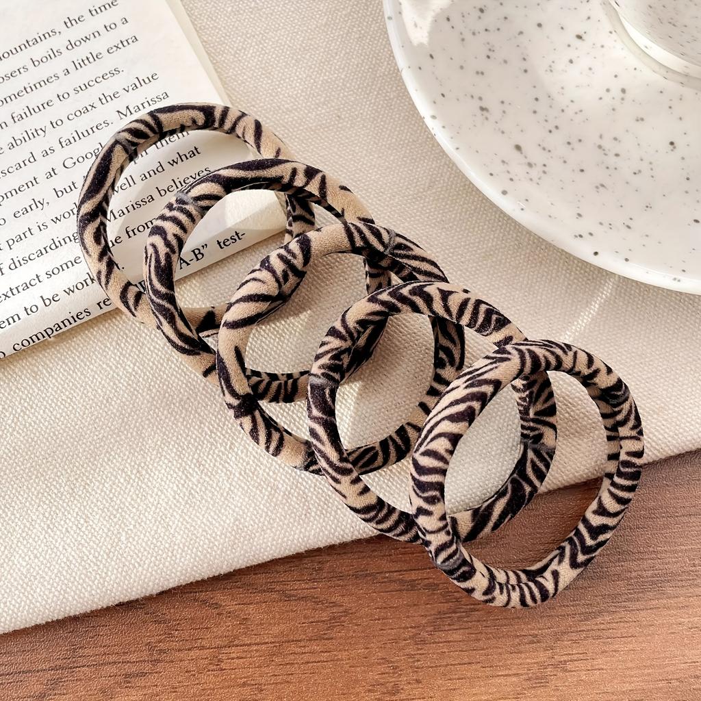 New Autumn Winter High Elasticity Seamless Leopard Print Hair Ties for Women, Durable Thick Hair Bands
