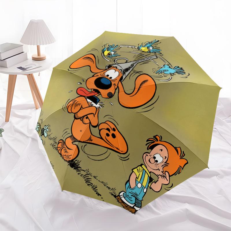 Bole and Bill Pattern, Automatic Folding Umbrella, Portable and Foldable Design, 8 Ribs, a Christmas or Birthday Gift.