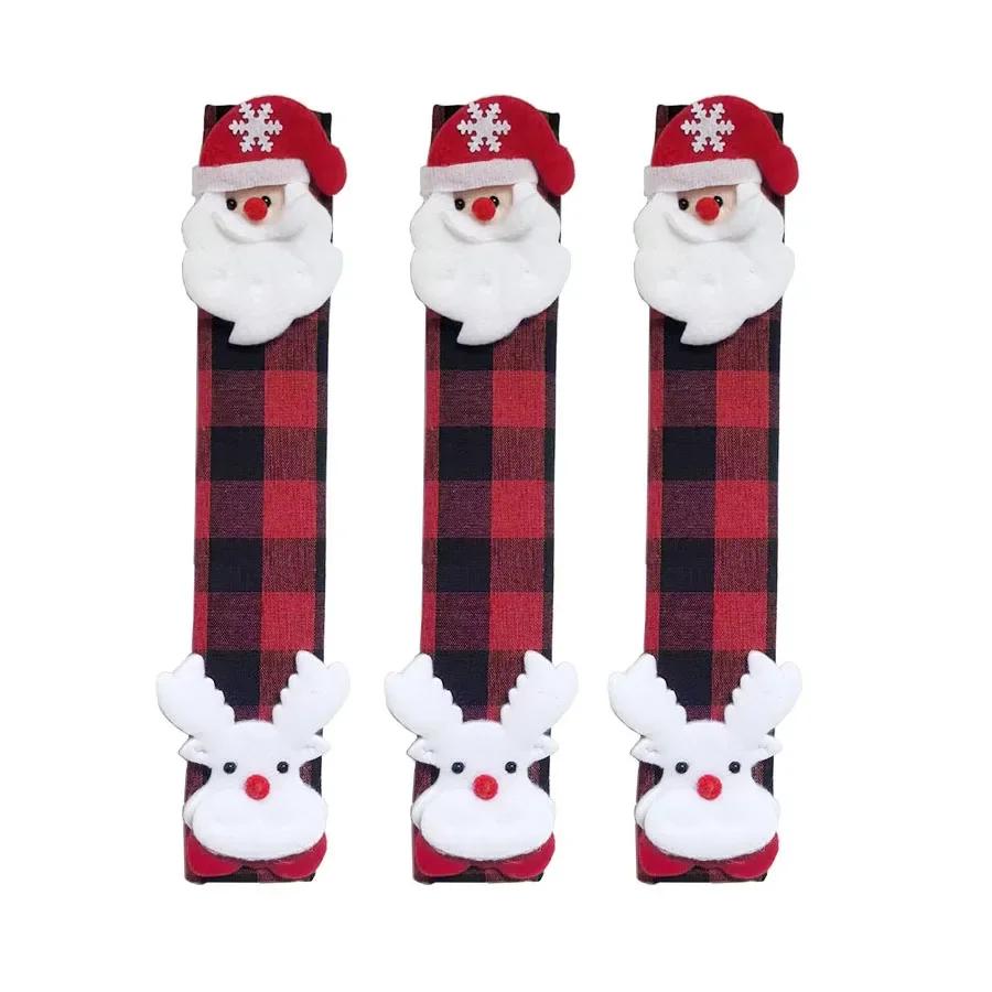 3D Design Covers Christmas Handle Covers Easy To Clean Multiple Sizes Available Santa Claus Design For Refrigerators