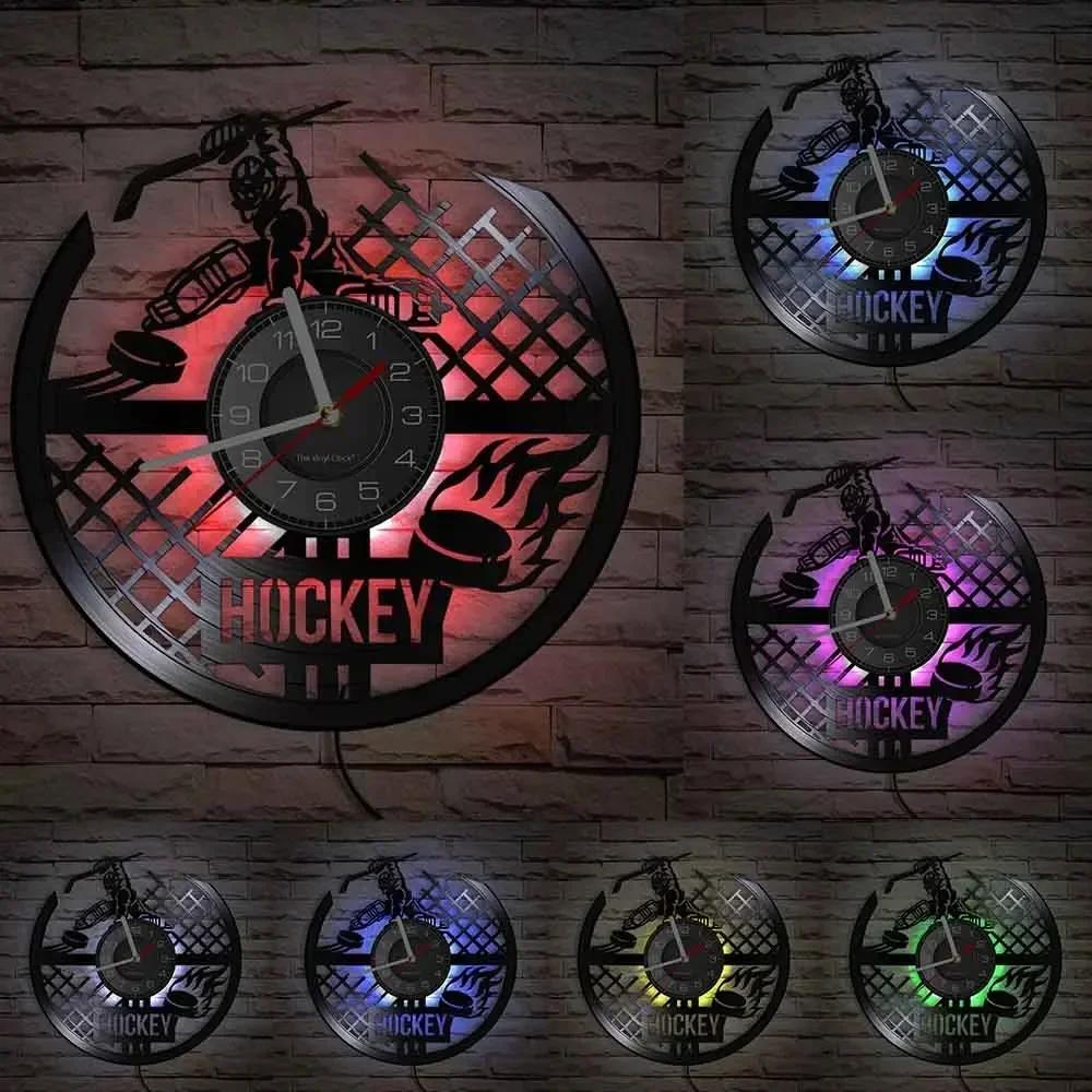 Ice Hockey Art Ornament Clock Ice
