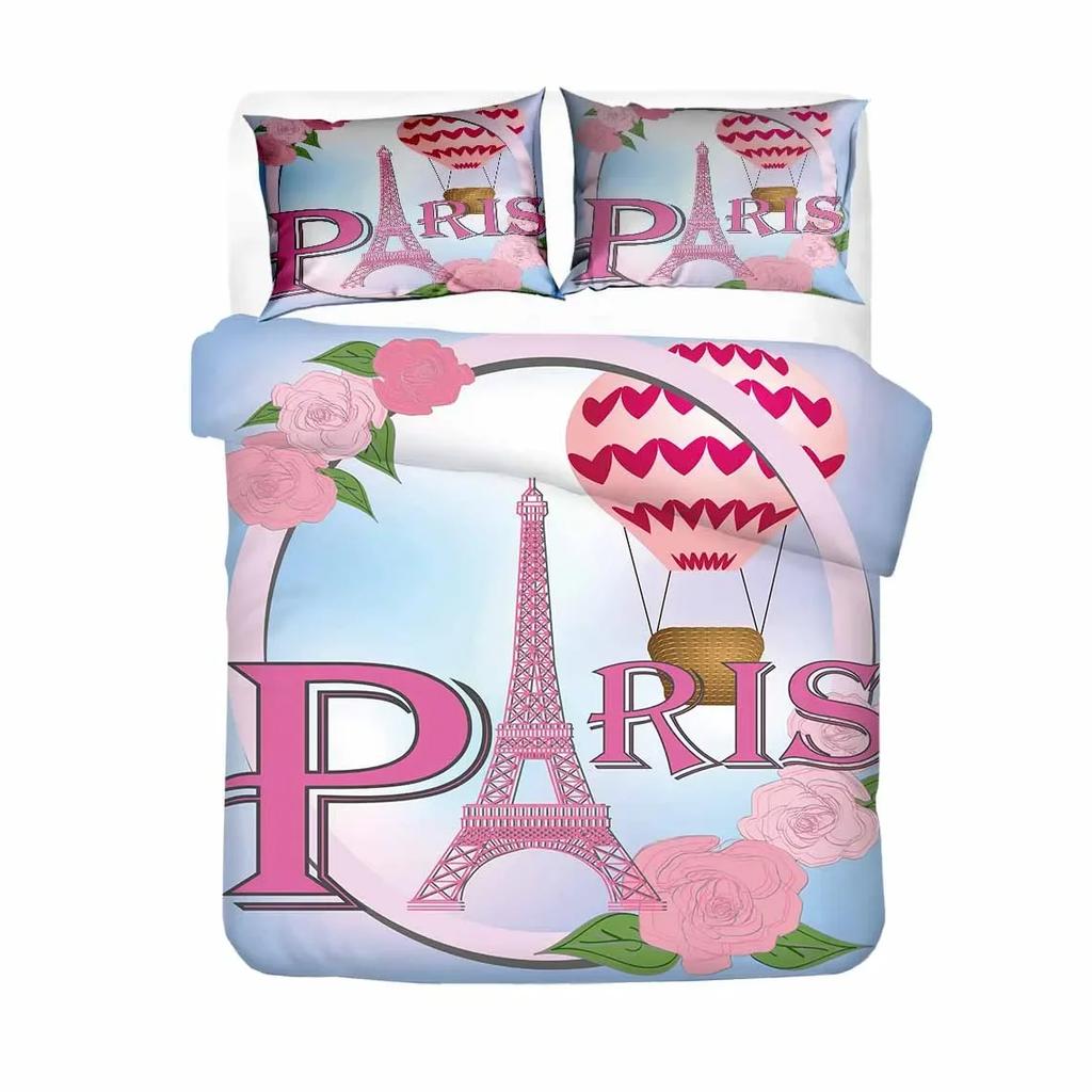 Rose Flower Balon Bedclothes 2/3Pcs Comfortable Soft with Soft Fabric Duvet Cover Set Pilow Case Beding Sets EU/US/AU/UK Single Twin Double Quen